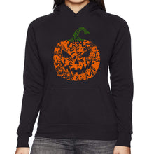 Load image into Gallery viewer, Halloween Pumpkin - Women's Word Art Hooded Sweatshirt