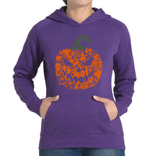 Load image into Gallery viewer, Halloween Pumpkin - Women's Word Art Hooded Sweatshirt