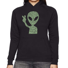 Load image into Gallery viewer, Peace Alien - Women's Word Art Hooded Sweatshirt