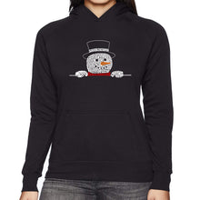 Load image into Gallery viewer, Peeking Snowman - Women's Word Art Hooded Sweatshirt