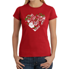 Load image into Gallery viewer, Christmas Themed Heart - Women's Word Art T-Shirt
