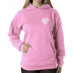 Cursive Heart - Women's Word Art Hooded Sweatshirt