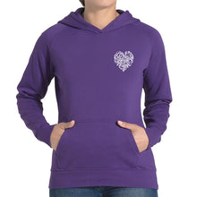 Load image into Gallery viewer, Cursive Heart - Women&#39;s Word Art Hooded Sweatshirt
