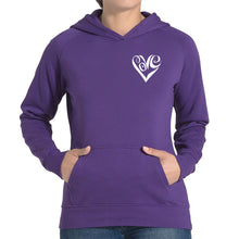 Load image into Gallery viewer, Script Heart - Women&#39;s Word Art Hooded Sweatshirt