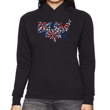 Load image into Gallery viewer, USA Fireworks - Women's Word Art Hooded Sweatshirt
