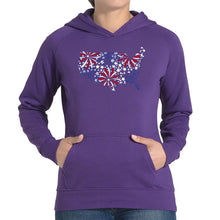 Load image into Gallery viewer, USA Fireworks - Women's Word Art Hooded Sweatshirt