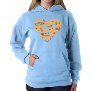 Thanksgiving Heart - Women's Word Art Hooded Sweatshirt