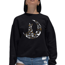 Load image into Gallery viewer, Cat Sitting On Moon - Women's Word Art Crewneck Sweatshirt