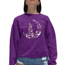 Load image into Gallery viewer, Cat Sitting On Moon - Women's Word Art Crewneck Sweatshirt