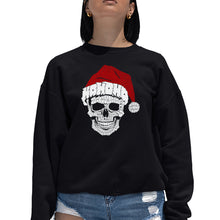 Load image into Gallery viewer, Santa Skull - Women&#39;s Word Art Crewneck Sweatshirt