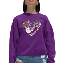 Load image into Gallery viewer, Christmas Themed Heart - Women's Word Art Crewneck Sweatshirt