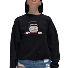 Load image into Gallery viewer, Peeking Snowman - Women's Word Art Crewneck Sweatshirt
