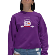 Load image into Gallery viewer, Peeking Snowman - Women's Word Art Crewneck Sweatshirt