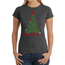 Load image into Gallery viewer, Holiday Christmas Tree - Women's Word Art T-Shirt