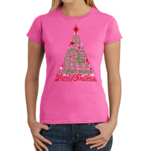 Load image into Gallery viewer, Holiday Christmas Tree - Women's Word Art T-Shirt