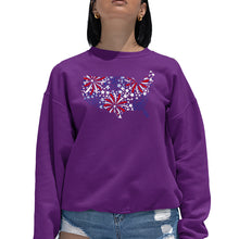 Load image into Gallery viewer, USA Fireworks - Women's Word Art Crewneck Sweatshirt
