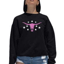 Load image into Gallery viewer, Cowgirl Cowskull - Women's Word Art Crewneck Sweatshirt