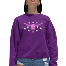 Load image into Gallery viewer, Cowgirl Cowskull - Women's Word Art Crewneck Sweatshirt