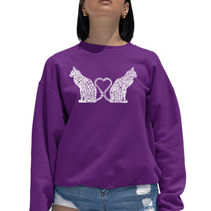 Cat Tail Hearts - Women's Word Art Crewneck Sweatshirt