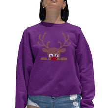 Load image into Gallery viewer, Peeking Reindeer - Women's Word Art Crewneck Sweatshirt