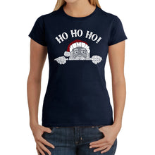 Load image into Gallery viewer, Peeking Santa - Women's Word Art T-Shirt