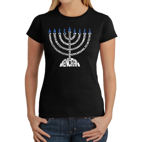 Hanukkah Menorah - Women's Word Art T-Shirt