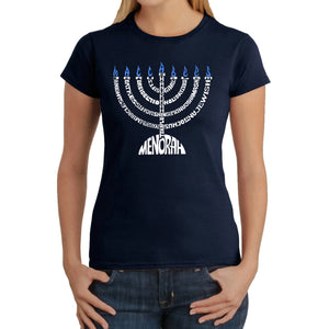 Hanukkah Menorah - Women's Word Art T-Shirt