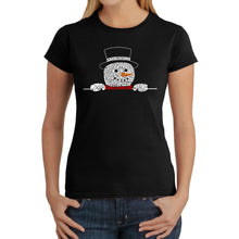 Load image into Gallery viewer, Peeking Snowman - Women's Word Art T-Shirt