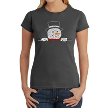 Load image into Gallery viewer, Peeking Snowman - Women's Word Art T-Shirt