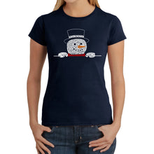 Load image into Gallery viewer, Peeking Snowman - Women's Word Art T-Shirt
