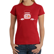 Load image into Gallery viewer, Peeking Snowman - Women's Word Art T-Shirt