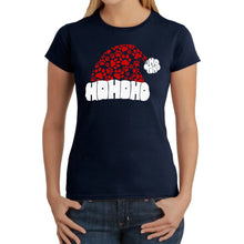 Load image into Gallery viewer, Paw Print Santa Hat - Women's Word Art T-Shirt