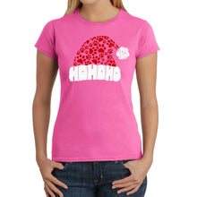 Load image into Gallery viewer, Paw Print Santa Hat - Women's Word Art T-Shirt