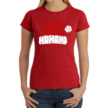 Load image into Gallery viewer, Paw Print Santa Hat - Women's Word Art T-Shirt