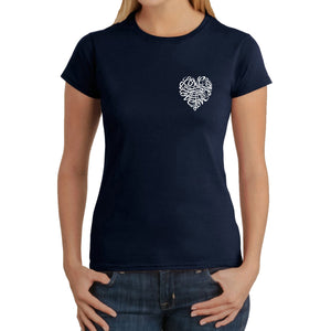 Cursive Heart - Women's Word Art T-Shirt