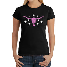 Load image into Gallery viewer, Cowgirl Cowskull - Women's Word Art T-Shirt