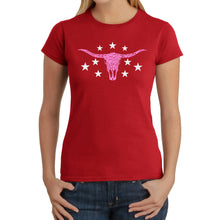 Load image into Gallery viewer, Cowgirl Cowskull - Women's Word Art T-Shirt