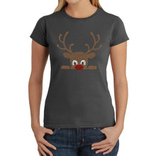 Load image into Gallery viewer, Peeking Reindeer - Women's Word Art T-Shirt