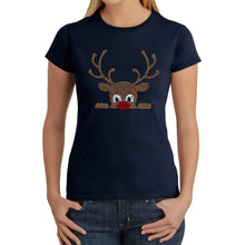 Load image into Gallery viewer, Peeking Reindeer - Women's Word Art T-Shirt
