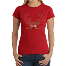 Load image into Gallery viewer, Peeking Reindeer - Women's Word Art T-Shirt