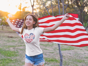 Women's Word Art T-Shirt - July 4th Heart