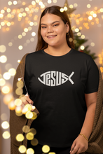 Load image into Gallery viewer, Christian Jesus Name Fish Symbol - Women&#39;s Word Art T-Shirt