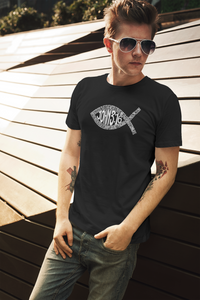 John 3:16 Fish Symbol - Men's Word Art T-Shirt