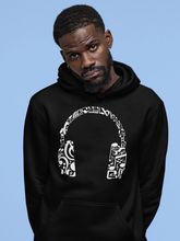Load image into Gallery viewer, Music Note Headphones - Men&#39;s Word Art Hooded Sweatshirt