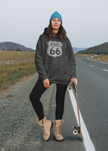 Load image into Gallery viewer, CITIES ALONG THE LEGENDARY ROUTE 66 - Women&#39;s Word Art Hooded Sweatshirt