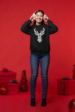 Load image into Gallery viewer, Santa&#39;s Reindeer  - Women&#39;s Word Art Crewneck Sweatshirt