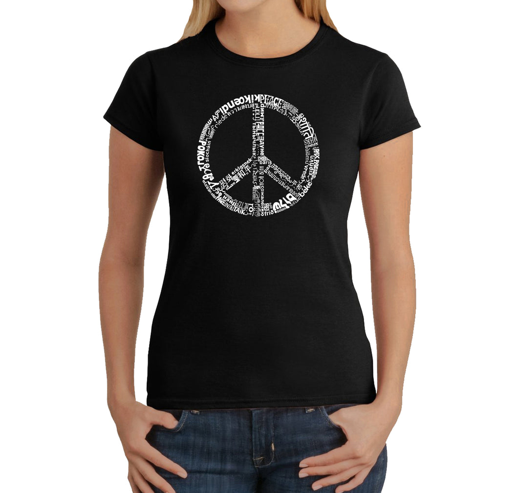 THE WORD PEACE IN 77 LANGUAGES - Women's Word Art T-Shirt