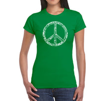 Load image into Gallery viewer, THE WORD PEACE IN 77 LANGUAGES - Women&#39;s Word Art T-Shirt