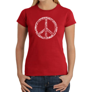 THE WORD PEACE IN 77 LANGUAGES - Women's Word Art T-Shirt