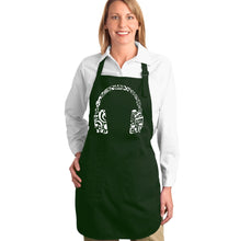 Load image into Gallery viewer, Music Note Headphones - Full Length Word Art Apron